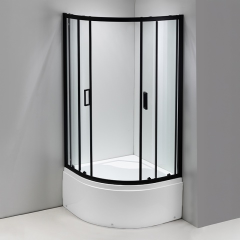 KABINA PRYSZNICOWA PÓŁOKRĄGŁA Z BRODZIKIEM MAJA CZARNA 80x80 CM 5 MM
