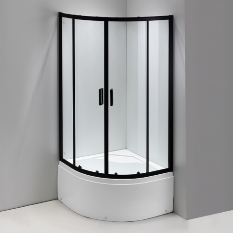 KABINA PRYSZNICOWA PÓŁOKRĄGŁA Z BRODZIKIEM MAJA CZARNA 80x80 CM 5 MM