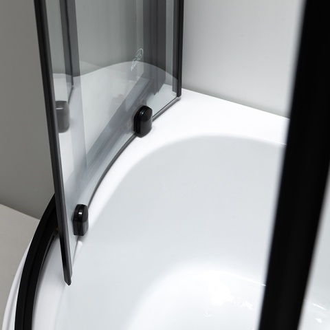 KABINA PRYSZNICOWA PÓŁOKRĄGŁA Z BRODZIKIEM MAJA CZARNA 80x80 CM 5 MM