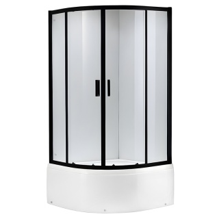 KABINA PRYSZNICOWA PÓŁOKRĄGŁA Z BRODZIKIEM MAJA CZARNA 90x90 CM 5 MM