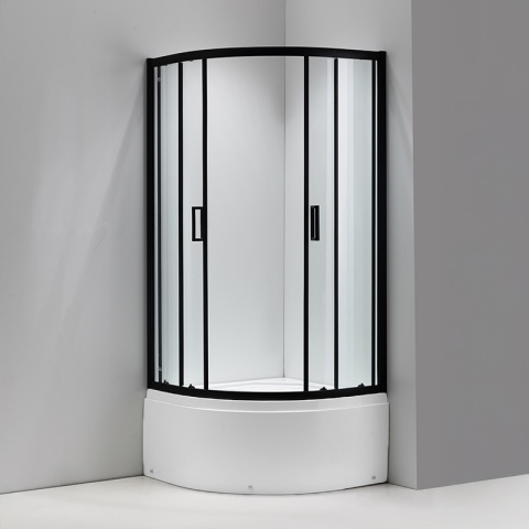 KABINA PRYSZNICOWA PÓŁOKRĄGŁA Z BRODZIKIEM MAJA CZARNA 90x90 CM 5 MM
