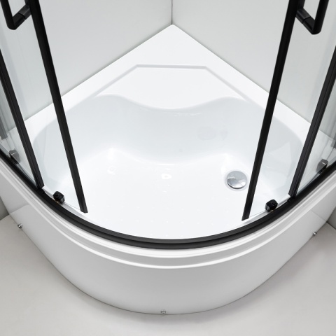 KABINA PRYSZNICOWA PÓŁOKRĄGŁA Z BRODZIKIEM MAJA CZARNA 90x90 CM 5 MM