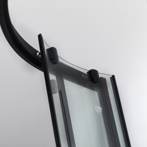 KABINA PRYSZNICOWA PÓŁOKRĄGŁA Z BRODZIKIEM MAJA CZARNA 90x90 CM 5 MM