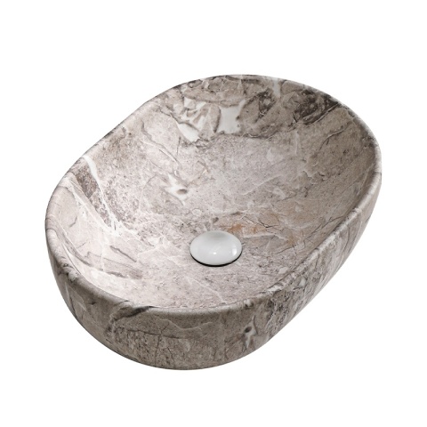 UMYWALKA NABLATOWA CERAMICZNA OWALNA NEO-MAR2-480 SZARY MARMUR MAT 48x34 CM