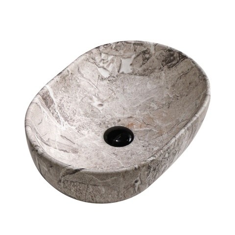 UMYWALKA NABLATOWA CERAMICZNA OWALNA NEO-MAR2-480 SZARY MARMUR MAT 48x34 CM