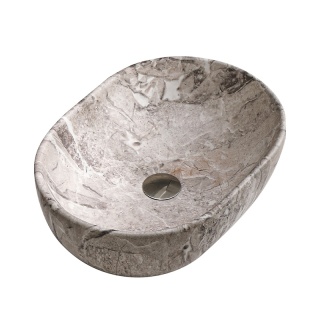 UMYWALKA NABLATOWA CERAMICZNA OWALNA NEO-MAR2-480 SZARY MARMUR MAT 48x34 CM