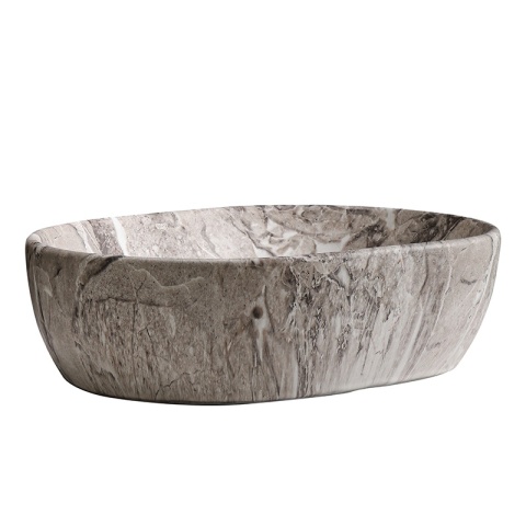 UMYWALKA NABLATOWA CERAMICZNA OWALNA NEO-MAR2-480 SZARY MARMUR MAT 48x34 CM
