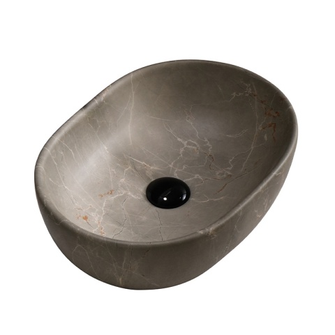 UMYWALKA NABLATOWA CERAMICZNA MARMUROWA OWALNA NEO-MAR9-480 BEŻOWY MARMUR 48x34 CM