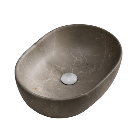 UMYWALKA NABLATOWA CERAMICZNA MARMUROWA OWALNA NEO-MAR9-480 BEŻOWY MARMUR 48x34 CM