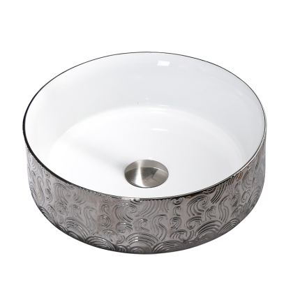 UMYWALKA NABLATOWA CERAMICZNA OKRĄGŁA LAVA-WH-SV-MOD3-360 SREBRNA