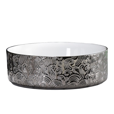 UMYWALKA NABLATOWA CERAMICZNA OKRĄGŁA LAVA-WH-SV-MOD3-360 SREBRNA 36x12 CM