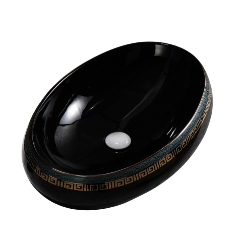 UMYWALKA NABLATOWA CERAMICZNA OWALNA CARI-BL-MOD2-600 CZARNY POŁYSK 60x40 CM