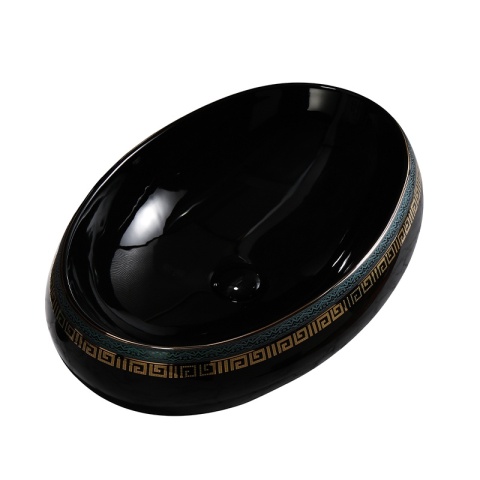 UMYWALKA NABLATOWA CERAMICZNA OWALNA CARI-BL-MOD2-600 CZARNY POŁYSK 60x40 CM