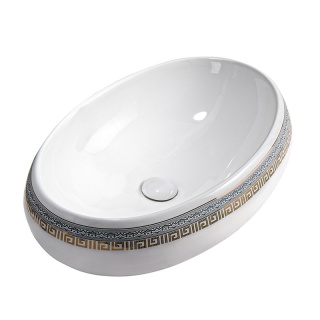 UMYWALKA NABLATOWA CERAMICZNA OWALNA CARI-WH-MOD2-600 BIAŁY POŁYSK 60x40 CM