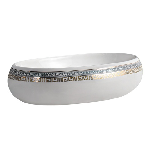 UMYWALKA NABLATOWA CERAMICZNA OWALNA CARI-WH-MOD2-600 BIAŁY POŁYSK 60x40 CM