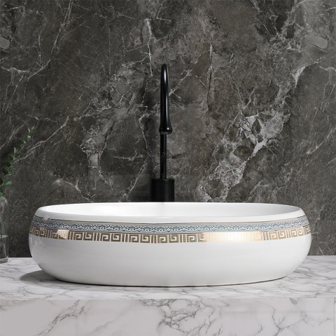 UMYWALKA NABLATOWA CERAMICZNA OWALNA CARI-WH-MOD2-600 BIAŁY POŁYSK 60x40 CM