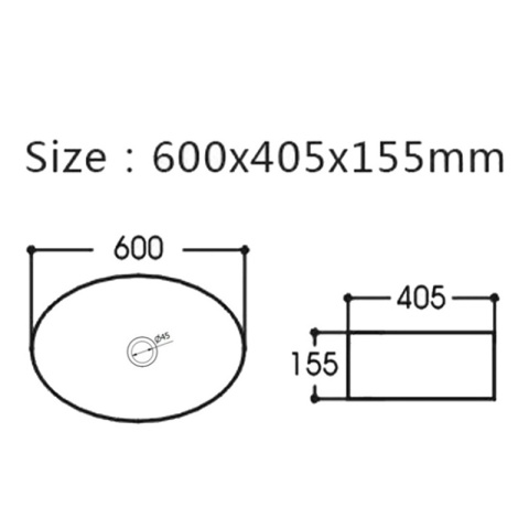 UMYWALKA NABLATOWA CERAMICZNA OWALNA CARI-WH-MOD2-600 BIAŁY POŁYSK 60x40 CM
