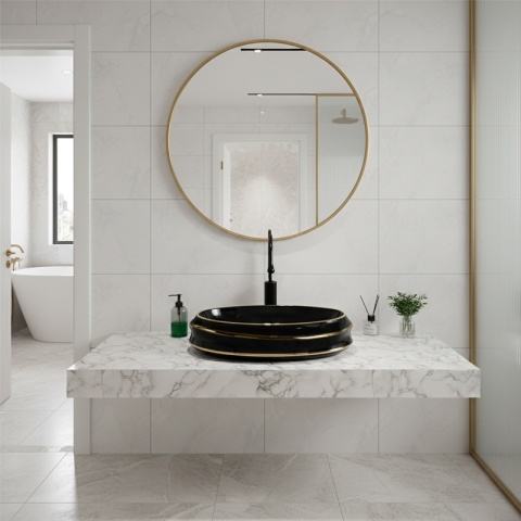 UMYWALKA NABLATOWA CERAMICZNA OWALNA YOKO-BL-GL-LN-600 CZARNY ZŁOTY POŁYSK 60x40 CM