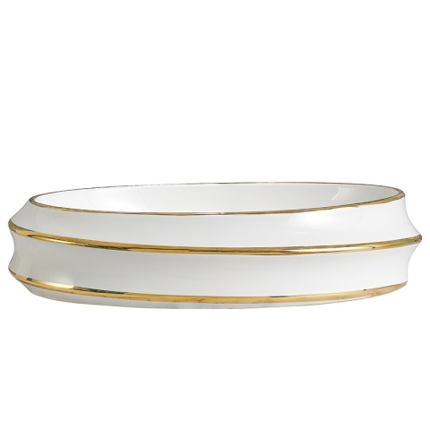 UMYWALKA NABLATOWA CERAMICZNA OWALNA YOKO-WH-GL-LN-600 BIAŁY ZŁOTY POŁYSK 60x40 CM