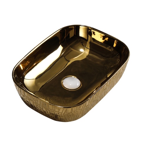 UMYWALKA NABLATOWA CERAMICZNA PROSTOKĄTNA MILO-GL-MOD7-455 ZŁOTY POŁYSK 45x32 CM