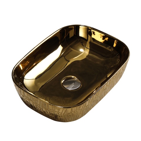 UMYWALKA NABLATOWA CERAMICZNA PROSTOKĄTNA MILO-GL-MOD7-455 ZŁOTY POŁYSK 45x32 CM