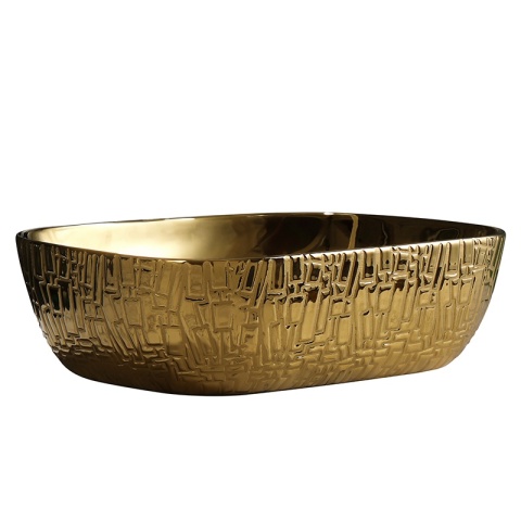 UMYWALKA NABLATOWA CERAMICZNA PROSTOKĄTNA MILO-GL-MOD7-455 ZŁOTY POŁYSK 45x32 CM