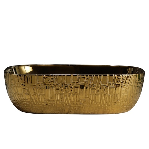 UMYWALKA NABLATOWA CERAMICZNA PROSTOKĄTNA MILO-GL-MOD7-455 ZŁOTY POŁYSK 45x32 CM