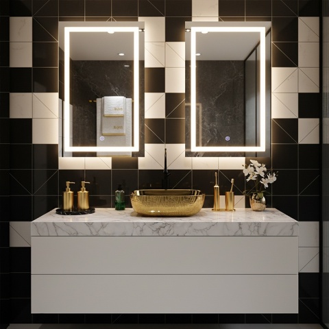 UMYWALKA NABLATOWA CERAMICZNA PROSTOKĄTNA MILO-GL-MOD7-455 ZŁOTY POŁYSK 45x32 CM