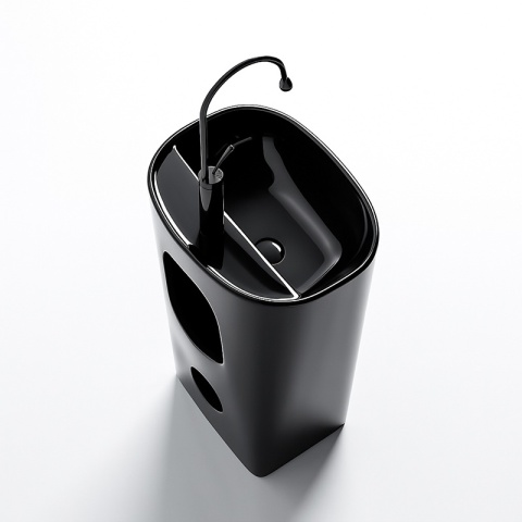 UMYWALKA WOLNOSTOJĄCA CERAMICZNA OWALNA CLARO-BL-490 CZARNY MAT 49x38 CM