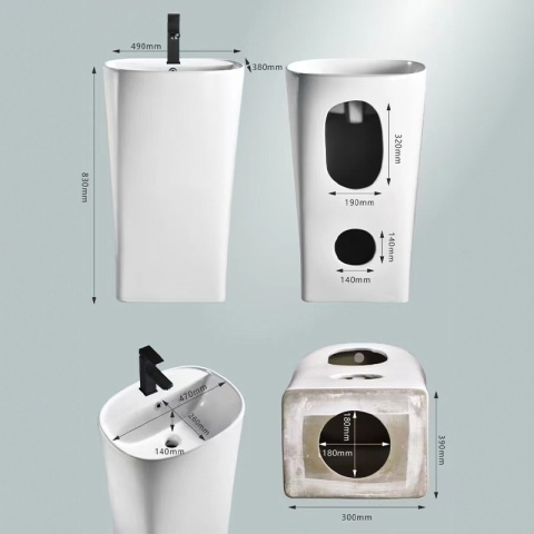 UMYWALKA WOLNOSTOJĄCA CERAMICZNA OWALNA CLARO-BL-490 CZARNY MAT 49x38 CM