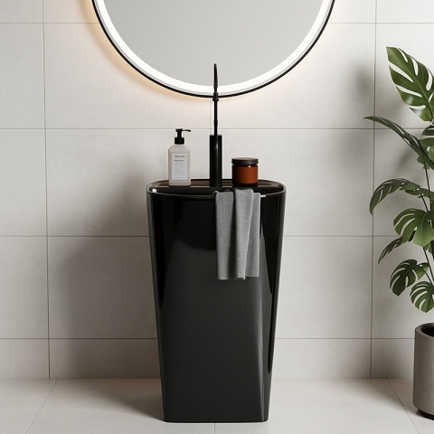 UMYWALKA WOLNOSTOJĄCA CERAMICZNA OWALNA CLARO-BL-490 CZARNY MAT 49x38 CM