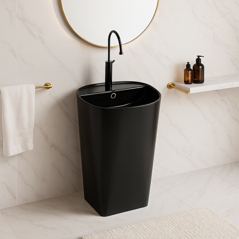 UMYWALKA WOLNOSTOJĄCA CERAMICZNA OWALNA CLARO-BL-490 CZARNY MAT 49x38 CM