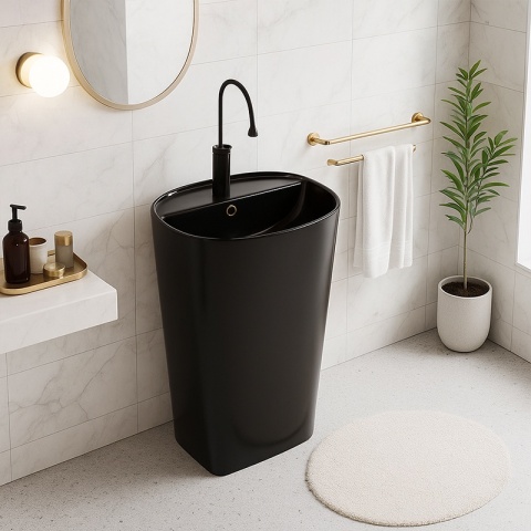 UMYWALKA WOLNOSTOJĄCA CERAMICZNA OWALNA CLARO-BL-490 CZARNY MAT 49x38 CM