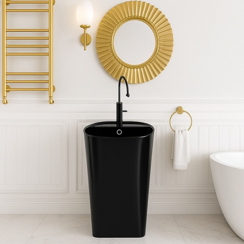 UMYWALKA WOLNOSTOJĄCA CERAMICZNA OWALNA CLARO-BL-490 CZARNY MAT 49x38 CM