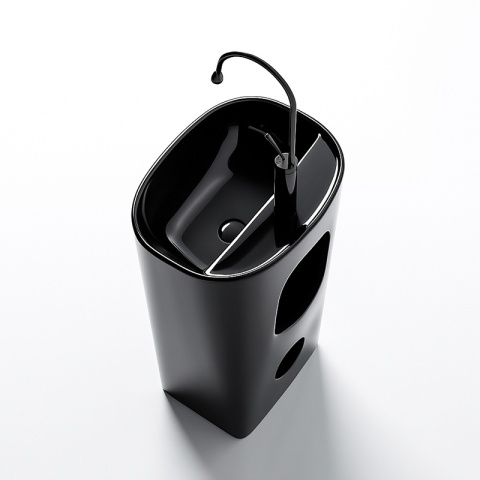 UMYWALKA WOLNOSTOJĄCA CERAMICZNA OWALNA CLARO-BL-490 CZARNY MAT 49x38 CM