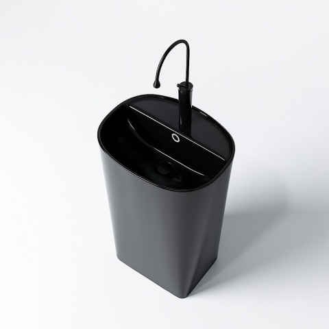 UMYWALKA WOLNOSTOJĄCA CERAMICZNA OWALNA CLARO-BL-490 CZARNY MAT 49x38 CM