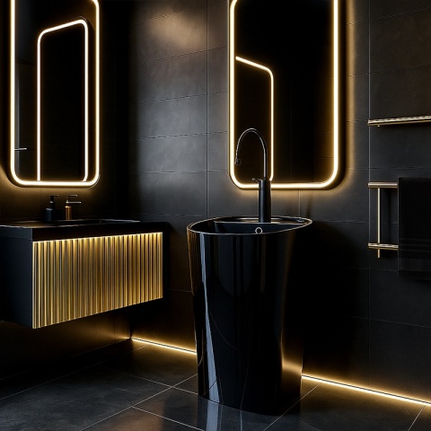 UMYWALKA WOLNOSTOJĄCA CERAMICZNA OWALNA CLARO-BL-490 CZARNY MAT 49x38 CM