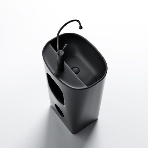 UMYWALKA WOLNOSTOJĄCA CERAMICZNA OWALNA CLARO-MTB-490 CZARNY MAT 49x38 CM