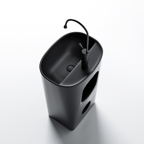 UMYWALKA WOLNOSTOJĄCA CERAMICZNA OWALNA CLARO-MTB-490 CZARNY MAT 49x38 CM