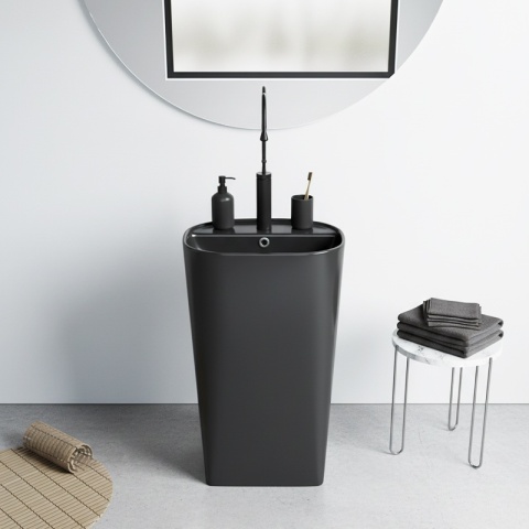 UMYWALKA WOLNOSTOJĄCA CERAMICZNA OWALNA CLARO-MTB-490 CZARNY MAT 49x38 CM