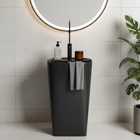 UMYWALKA WOLNOSTOJĄCA CERAMICZNA OWALNA CLARO-MTB-490 CZARNY MAT 49x38 CM