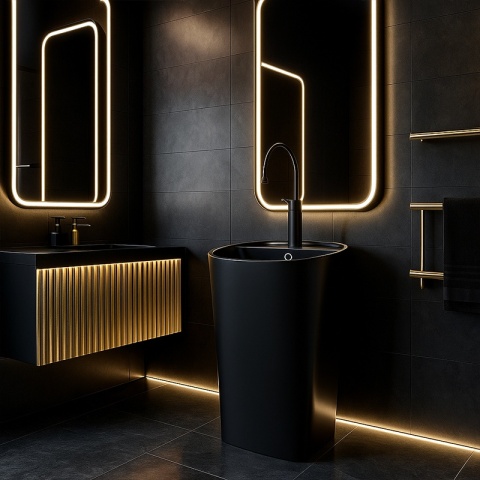 UMYWALKA WOLNOSTOJĄCA CERAMICZNA OWALNA CLARO-MTB-490 CZARNY MAT 49x38 CM