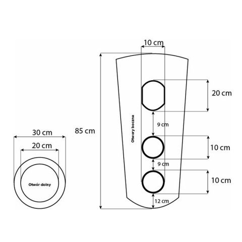 UMYWALKA WOLNOSTOJĄCA CERAMICZNA OKRĄGŁA LINO-BL-400 CZARNY POŁYSK 40x40 CM