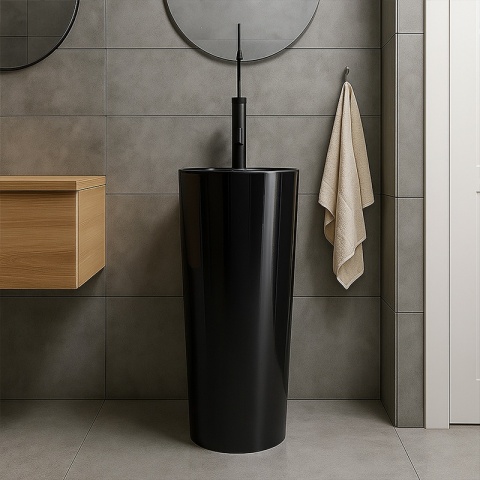 UMYWALKA WOLNOSTOJĄCA CERAMICZNA OKRĄGŁA LINO-BL-400 CZARNY POŁYSK 40x40 CM