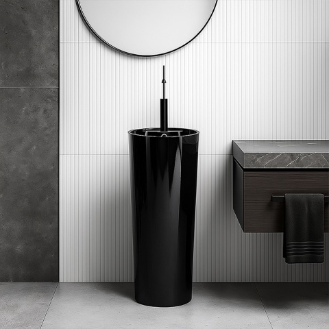 UMYWALKA WOLNOSTOJĄCA CERAMICZNA OKRĄGŁA LINO-BL-400 CZARNY POŁYSK 40x40 CM