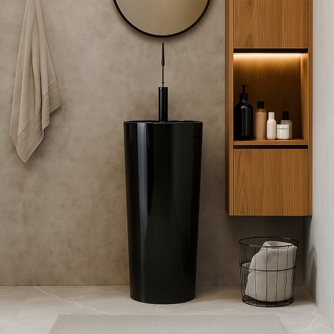 UMYWALKA WOLNOSTOJĄCA CERAMICZNA OKRĄGŁA LINO-BL-400 CZARNY POŁYSK 40x40 CM