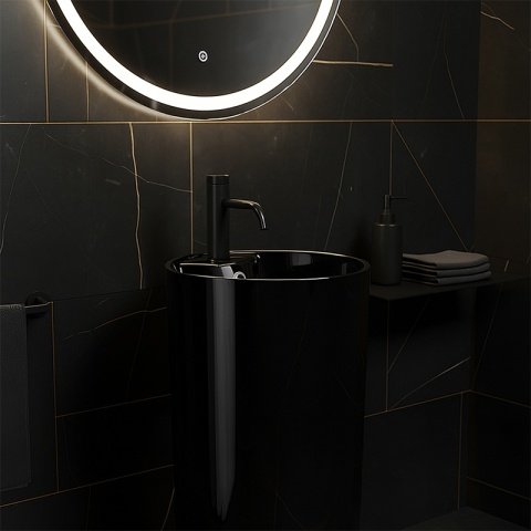 UMYWALKA WOLNOSTOJĄCA CERAMICZNA OKRĄGŁA LINO-BL-400 CZARNY POŁYSK 40x40 CM