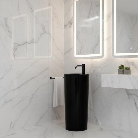 UMYWALKA WOLNOSTOJĄCA CERAMICZNA OKRĄGŁA LINO-BL-400 CZARNY POŁYSK 40x40 CM