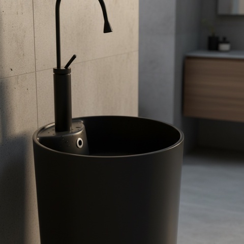 UMYWALKA WOLNOSTOJĄCA CERAMICZNA OKRĄGŁA LINO-MTB-400 CZARNY MAT 40x40 CM