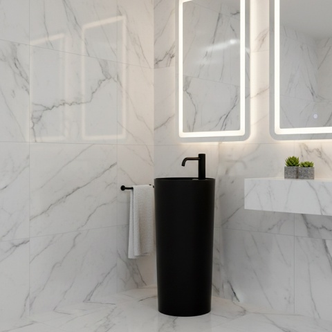 UMYWALKA WOLNOSTOJĄCA CERAMICZNA OKRĄGŁA LINO-MTB-400 CZARNY MAT 40x40 CM